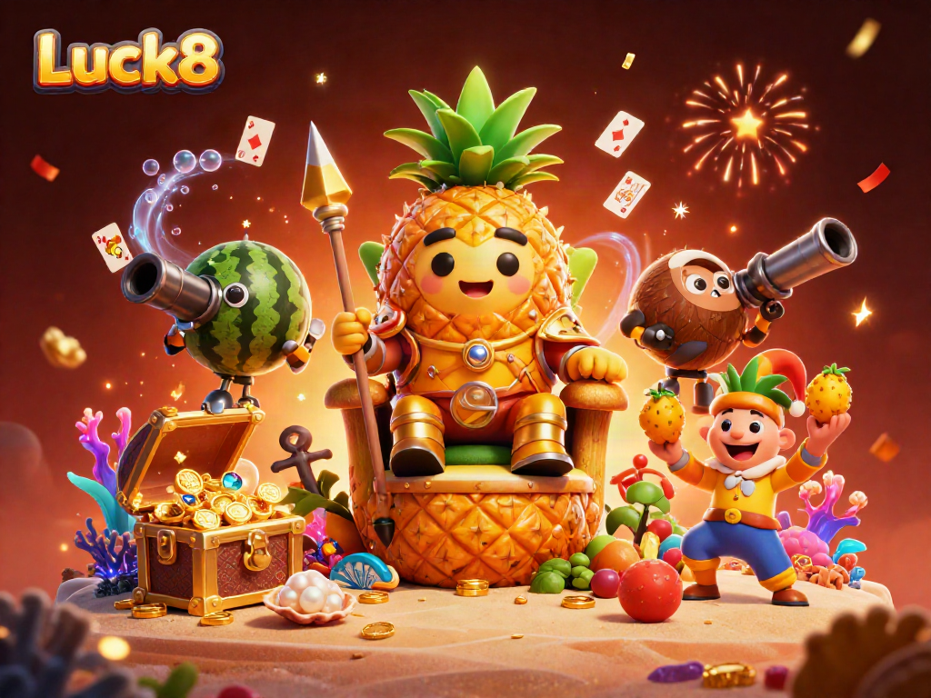 Experience the vibrant gaming scene at Luck8 with a pineapple king reigning in wealth and excitement.