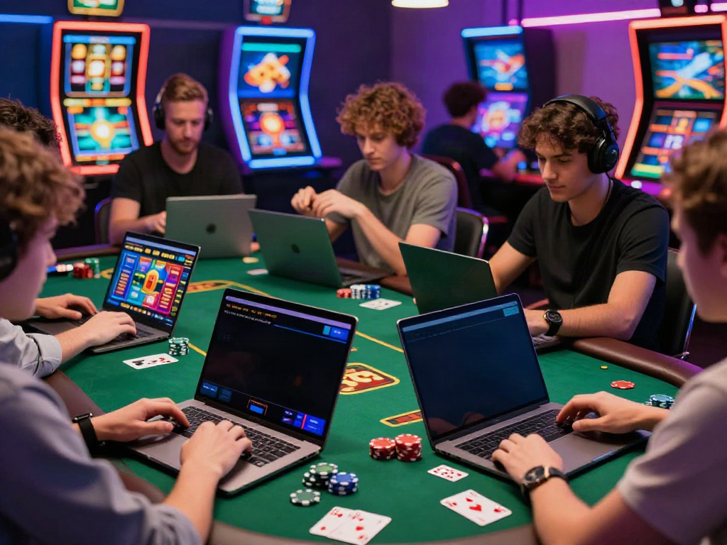 Engaged players exploring non gamstop casinos in a lively online gaming environment.