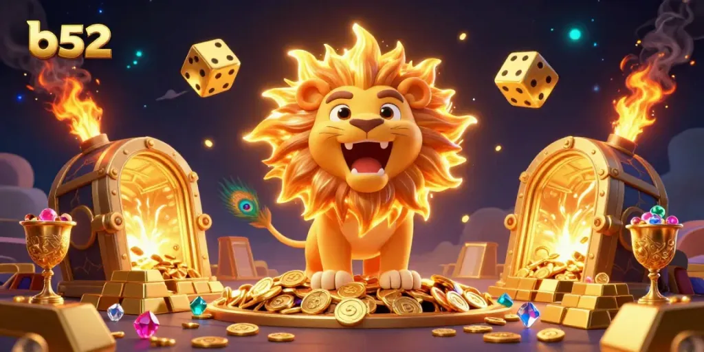 Experience thrilling action at the b52 casino with golden treasures and vibrant characters.