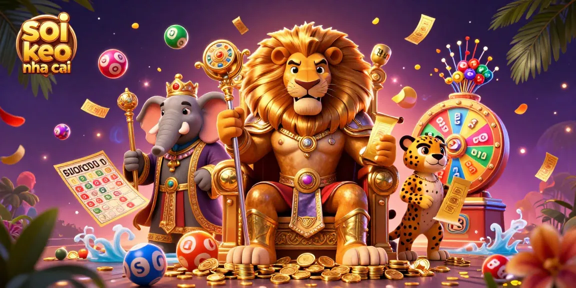 Experience exciting gameplay with soi keo nha cai featuring a majestic lion king and dynamic casino elements.