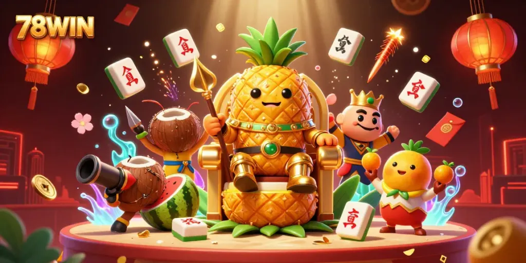 Experience thrilling gameplay with 78WIN's vibrant casino scene featuring engaging characters and festive elements.