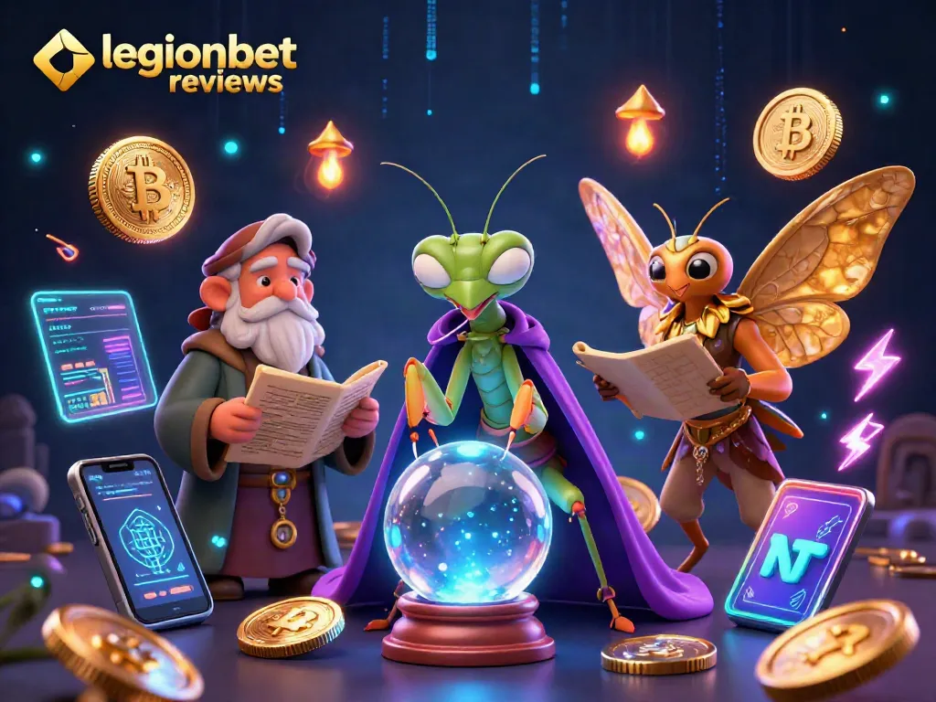 Experience casino excitement with legionbet reviews amidst vibrant crypto elements and enchanting creatures.
