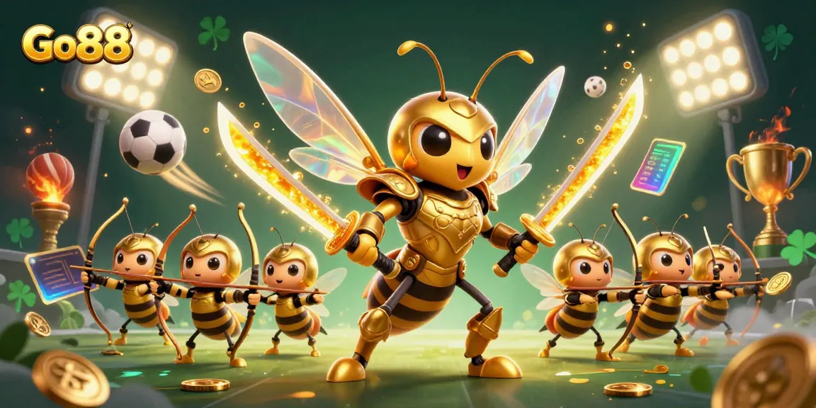 Experience exhilarating action with Go88's golden hornet samurai leading epic gaming battles.