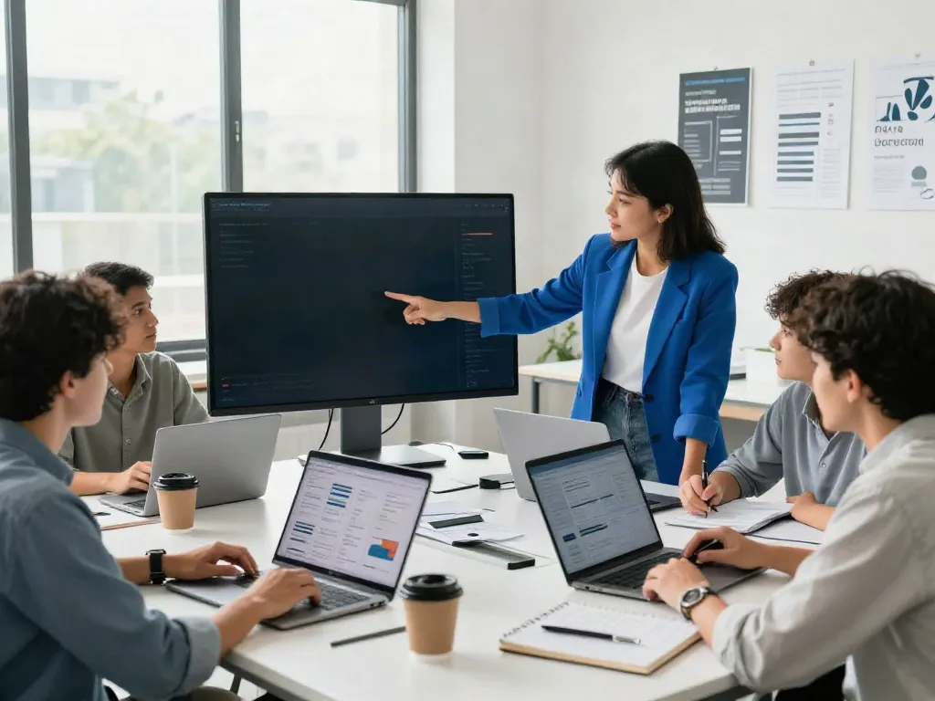 Paid Ads Management team collaborating in a modern office environment.