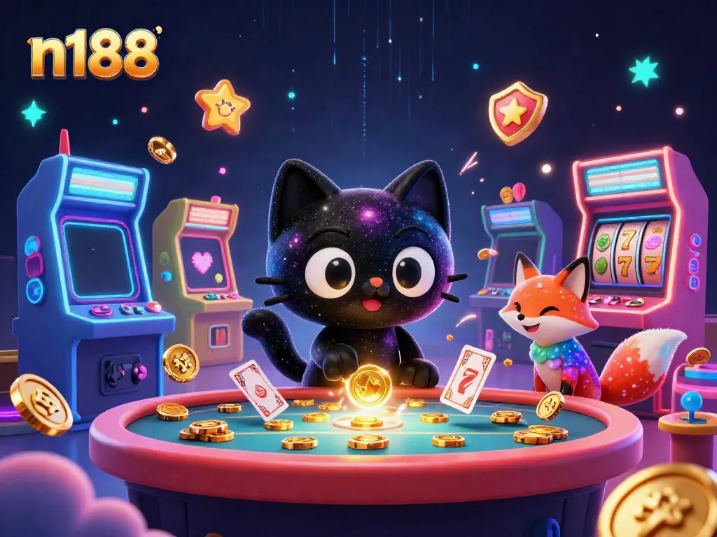 Experience n188 with captivating casino gameplay, featuring colorful 3D characters and vibrant slot elements.