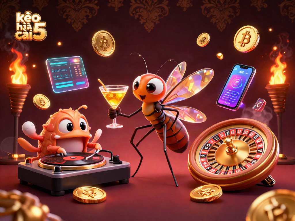 Engaging a thrilling experience with kèo nhà cái 5 in a vibrant casino setting featuring a 3D mascot and elements.