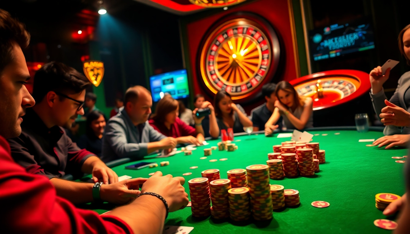 KJC AC 2 elevates your poker game, featuring intense players and vibrant chips in a luxurious casino setting.