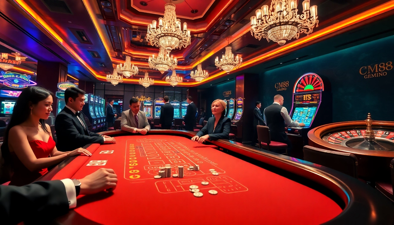 Players engaged in a thrilling baccarat game at a CM88 casino table, embracing the excitement of gambling.