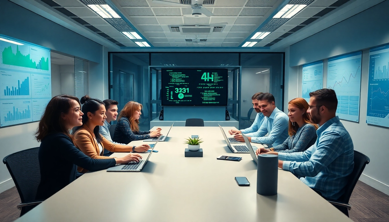 Dynamic team collaboration at HERO Managed Services office with technology focus.