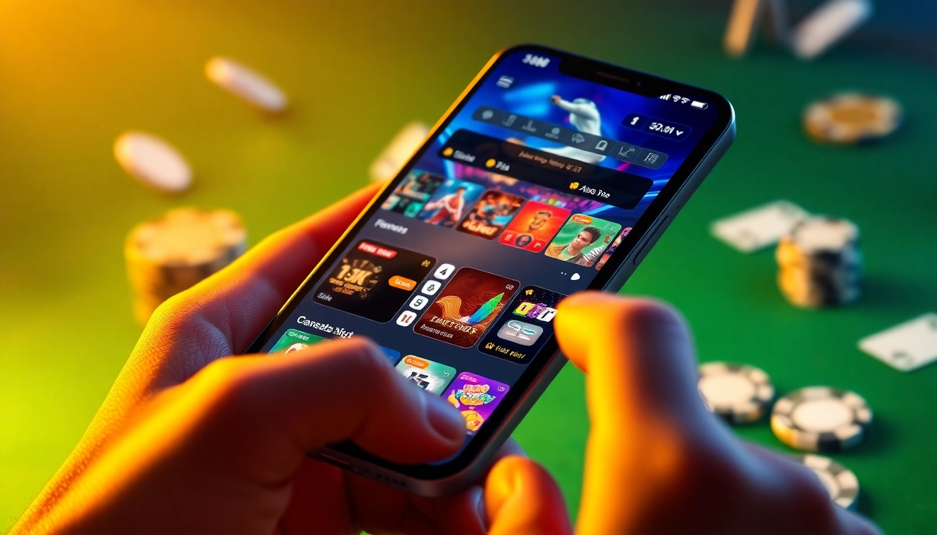 Explore the exciting world of online gaming on https://mm88.agency/ with a modern smartphone interface showcasing casino games.