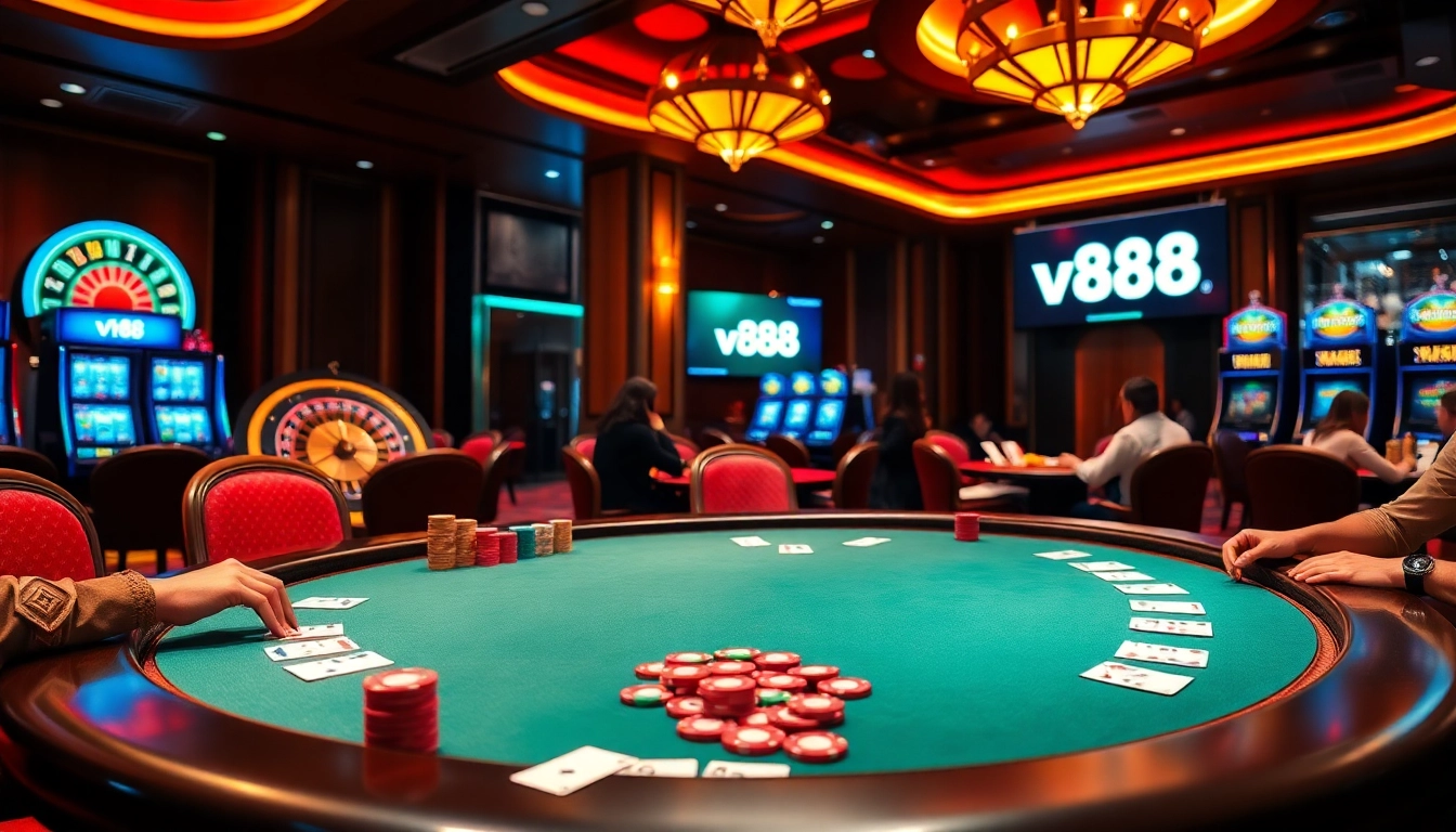 Experience thrilling gaming action at vn88 with players enjoying poker and blackjack.