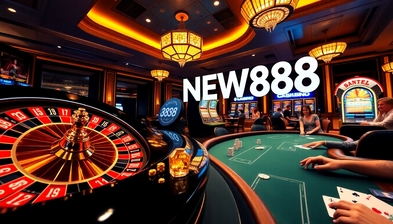 Experience thrilling gameplay and winning strategies at NEW88 with vibrant casino elements.