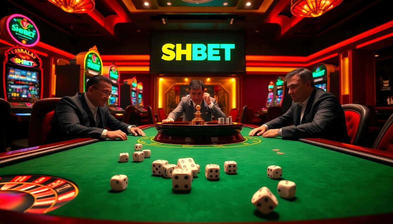 Sparking excitement at SHBET casino with professional poker players engaging in high-stakes action.