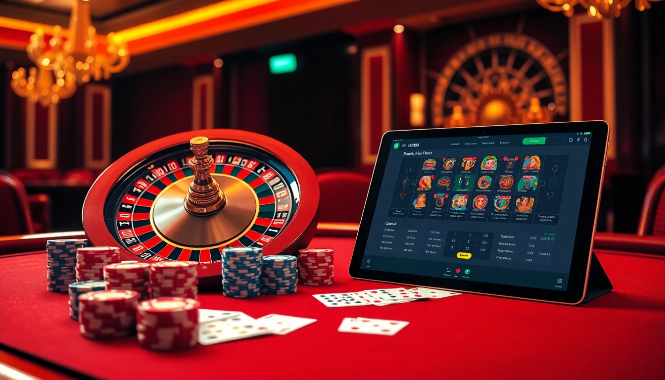 Engaging casino scene with roulette and cards, highlighting excitement at https://nh88vn.net/.