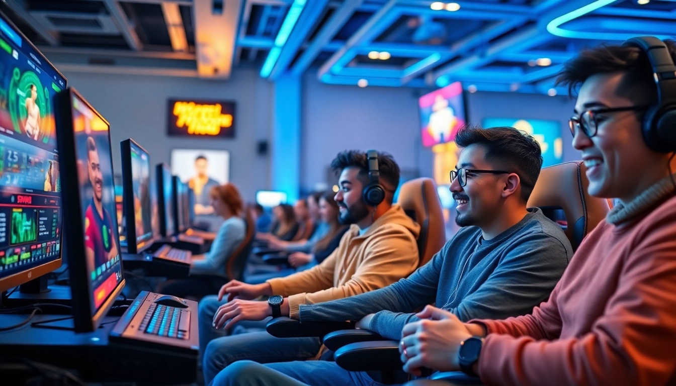 Engaging online gaming scene with uu88 com players enjoying casino and sports betting.