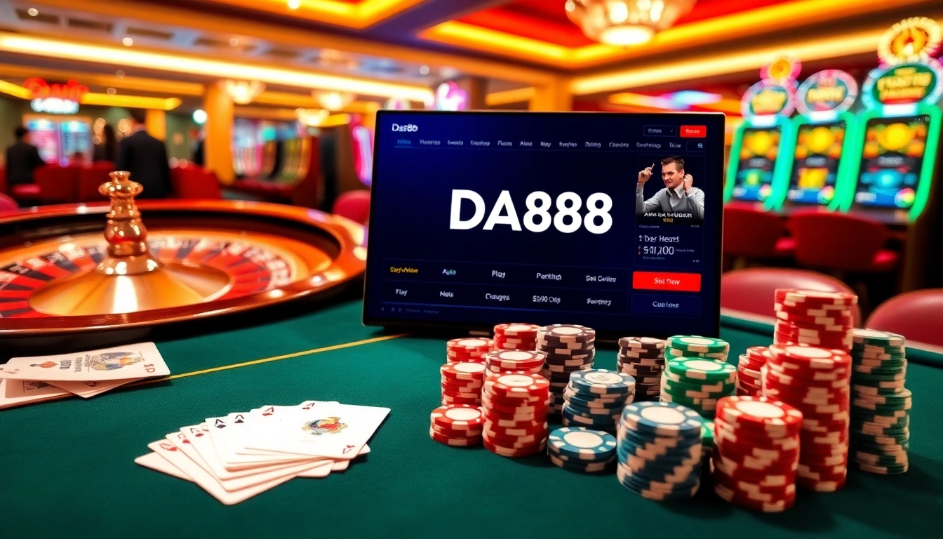 Experience the thrill of gaming at https://da88.co.im/ with vibrant casino scenes featuring poker and roulette.