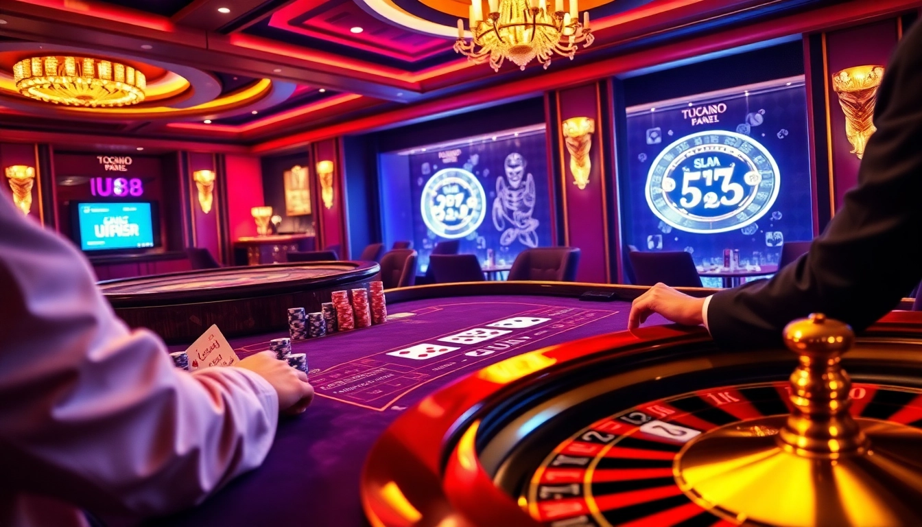 Experience the excitement of UU88 at a luxurious casino table with thrilling poker gameplay.