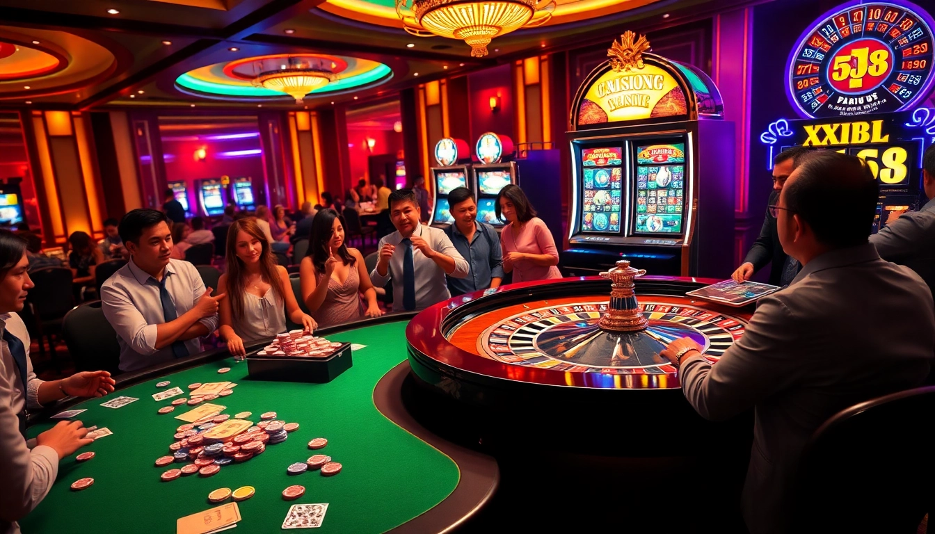 Engage in thrilling gameplay at https://xx88.cheap/ with vibrant casino scenes featuring roulette, poker chips, and sleek slot machines.