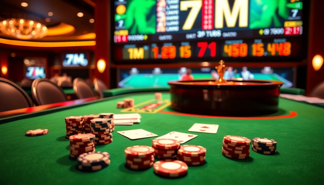 Experience the excitement of 7m live betting with vibrant casino tables and dynamic sports scores.