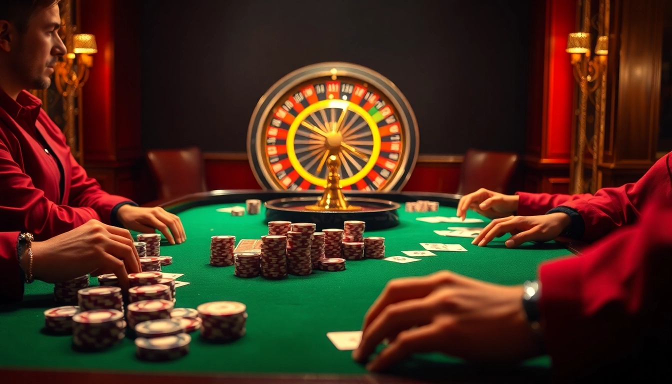 Experience the thrill of s8 at a luxurious poker table surrounded by vibrant casino action.