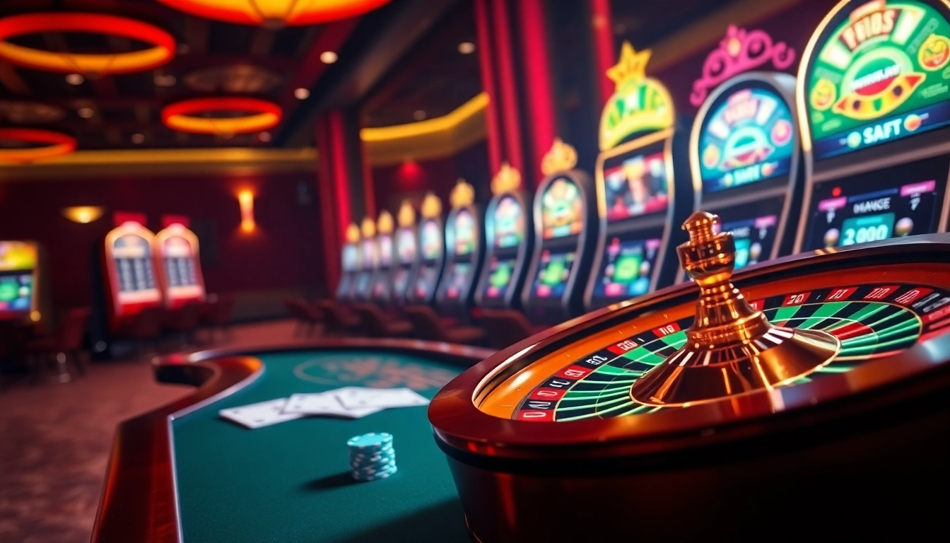 Experience the excitement of F8bet with a vibrant online casino scene featuring slots and roulette.