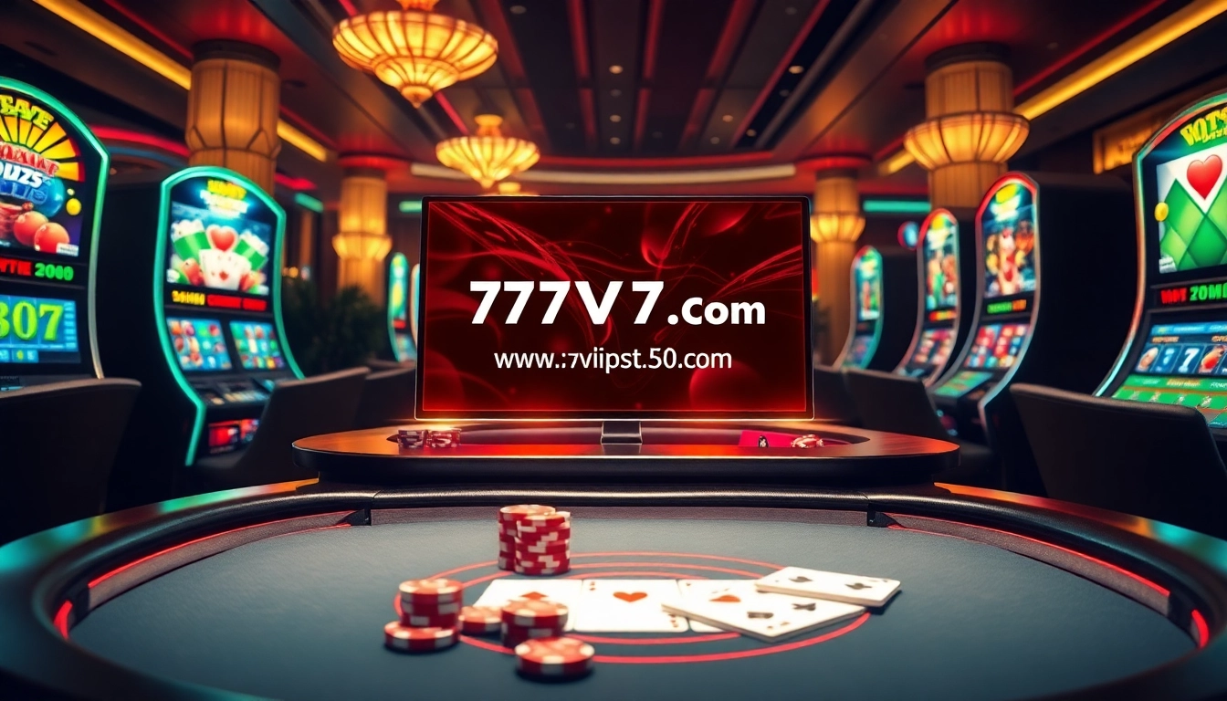 This vibrant casino scene illustrates the excitement of winning at https://777vipst.com/ with elegant gaming tables and modern slot machines.