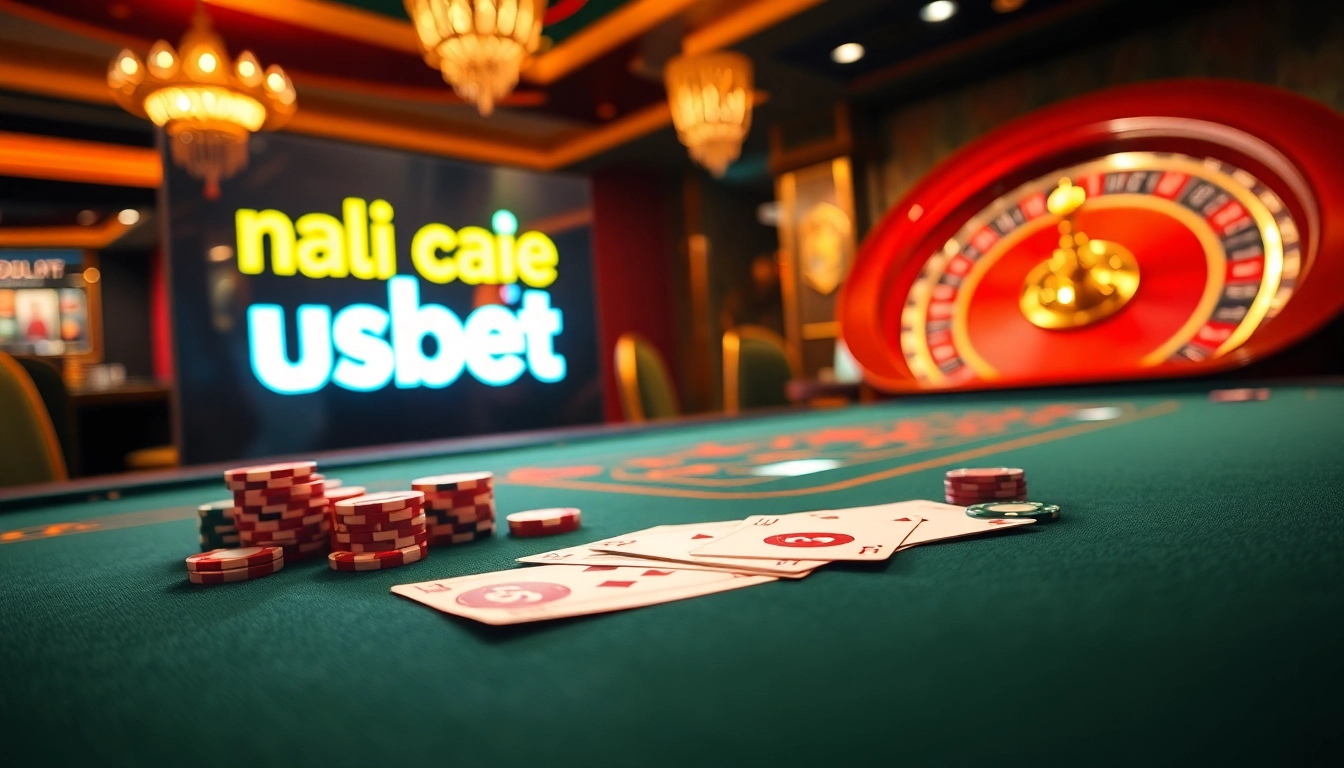 Experience excitement at nhà cái usbet with vibrant casino tables and thrilling betting elements.