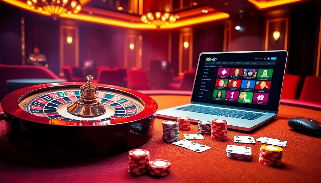 Engage with the thrilling experience of online gambling at 68win, featuring a vibrant casino atmosphere and exciting games.