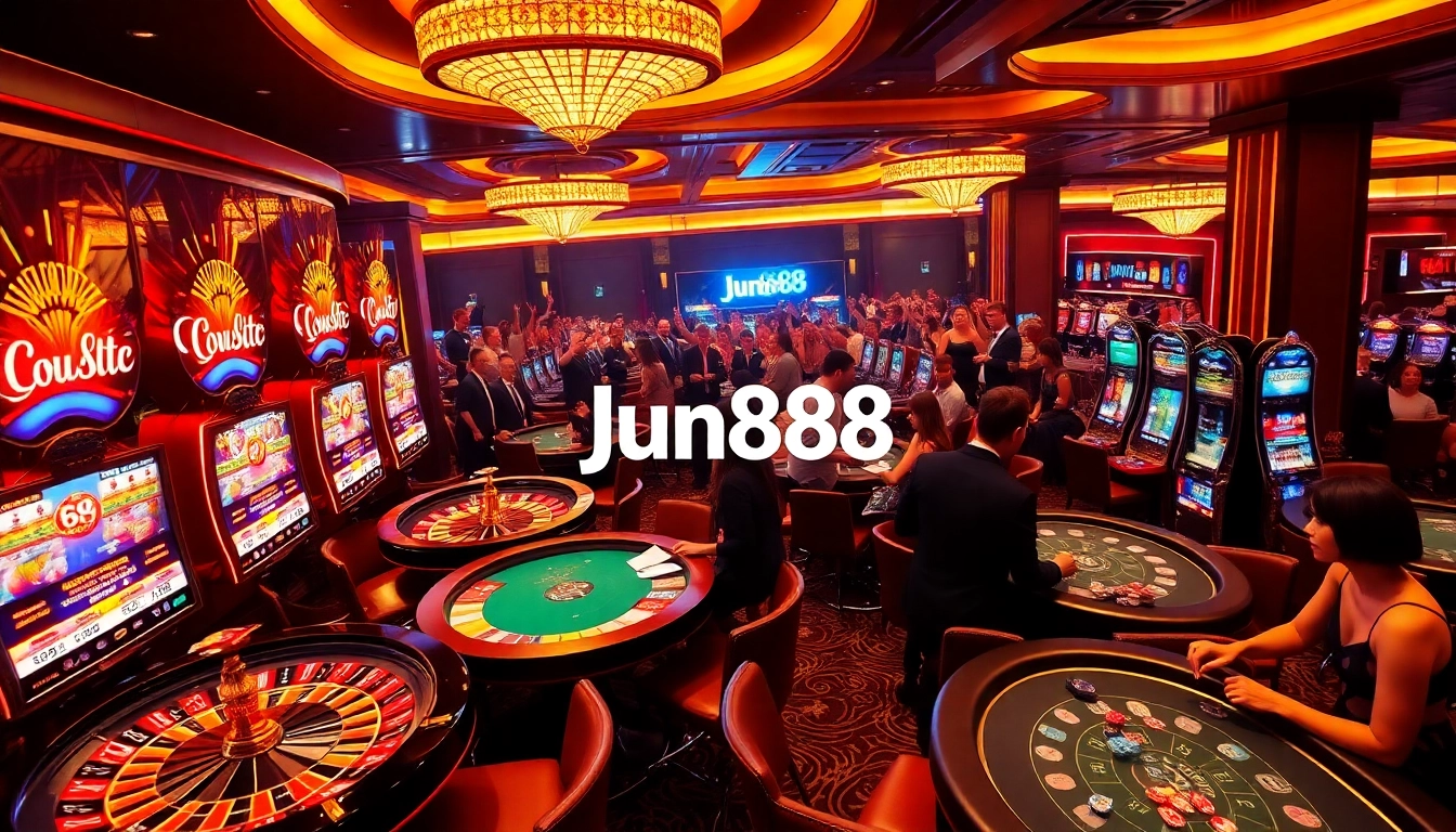 Players enjoying their time at Jun888 casino games, celebrating big wins.