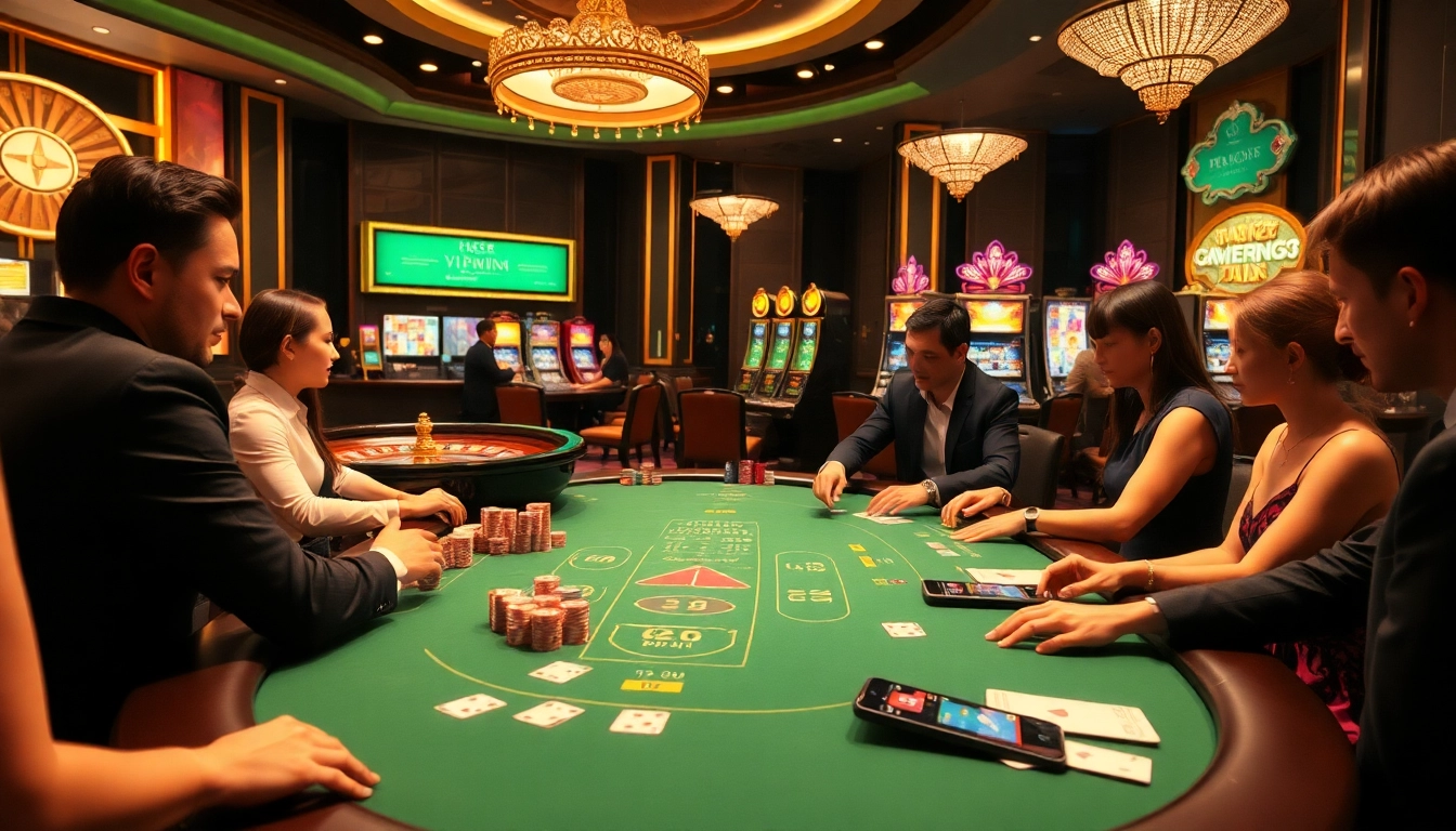 Engaging players at a high-stakes poker table with elements of đăng ký vipwin shining through in a luxurious casino atmosphere.