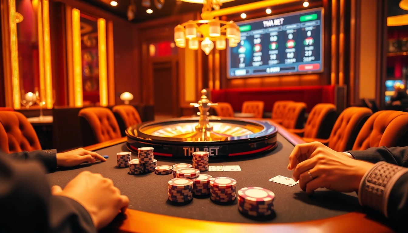 Experience the excitement of Tha bet with high-stakes poker and roulette in a luxurious casino setting.
