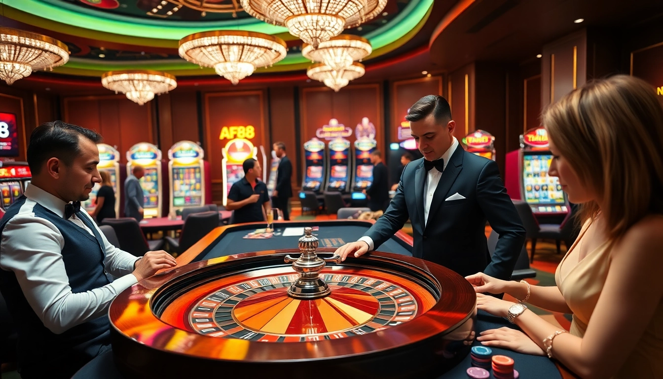 Experience the excitement of AF88 online gambling with vibrant casino visuals and engaging gameplay.