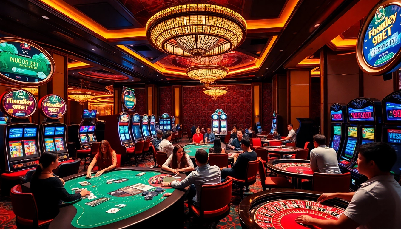 Players enjoying their games at Nhà cái 9BET's luxurious casino.
