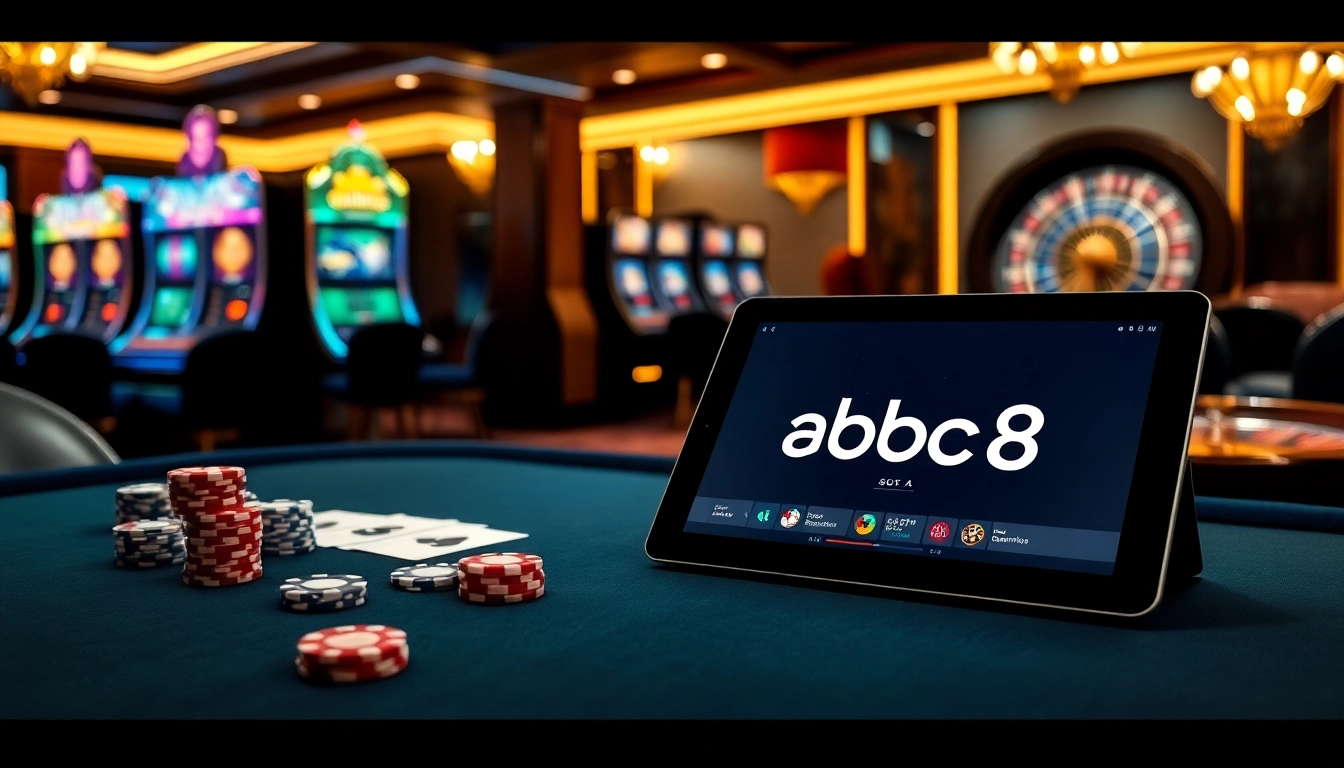 Experience the thrilling atmosphere of abc8 with high-stakes gaming at a luxurious casino table.