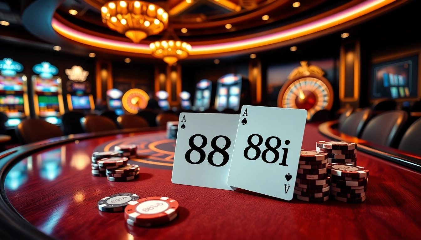 Experienced gamblers strategizing at a premium poker table with 88i chips in view.