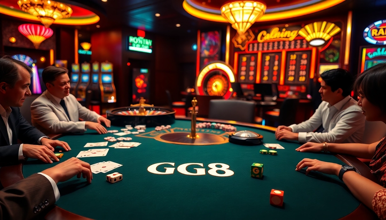 Experience the thrill of winning at the GG 88 casino table with cards, chips, and vibrant lights.