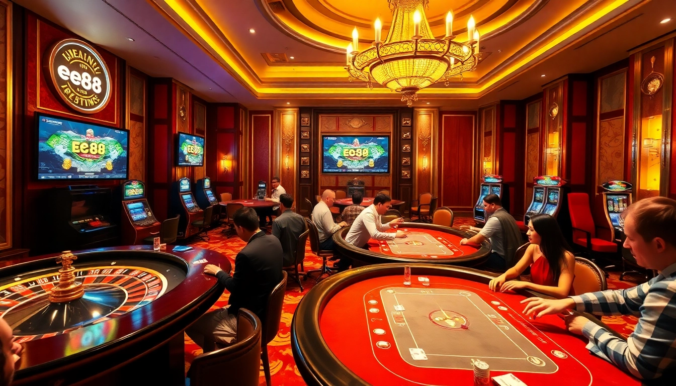 Experience the thrill of online gambling with the ee88 link đăng nhập in a vibrant casino atmosphere filled with excitement.