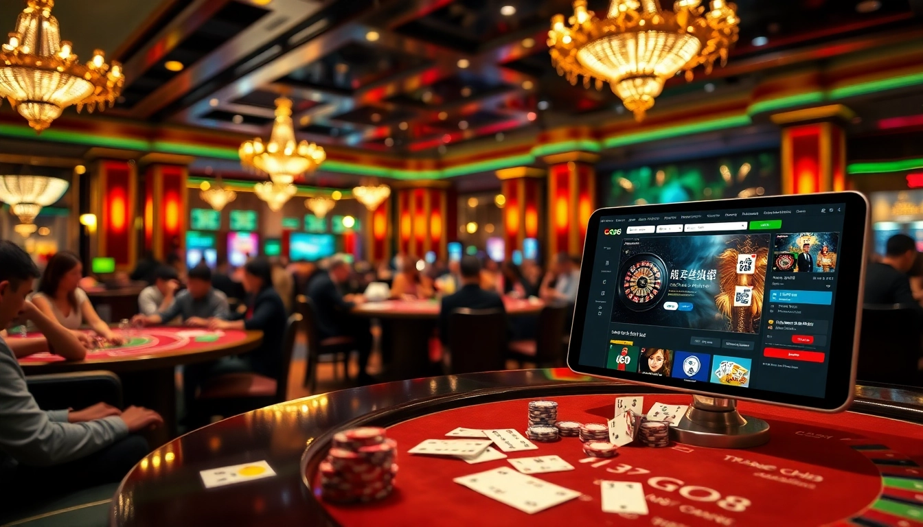 Experience excitement with gaming at Trang chủ GO8, showcasing poker, baccarat, and casino tables.