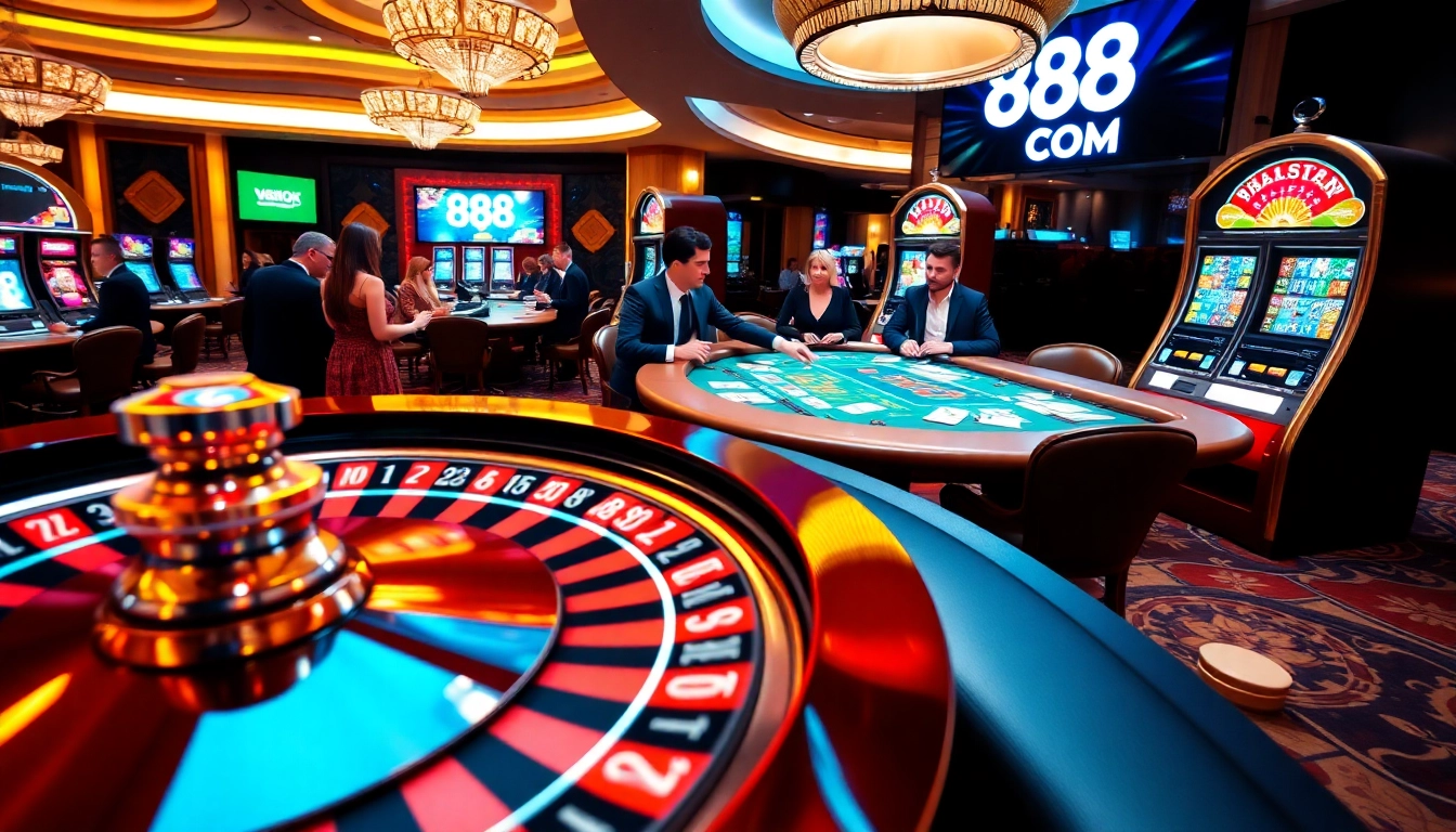 Experience the thrill of winning at 888NOW COM casino games with vibrant roulette and poker.