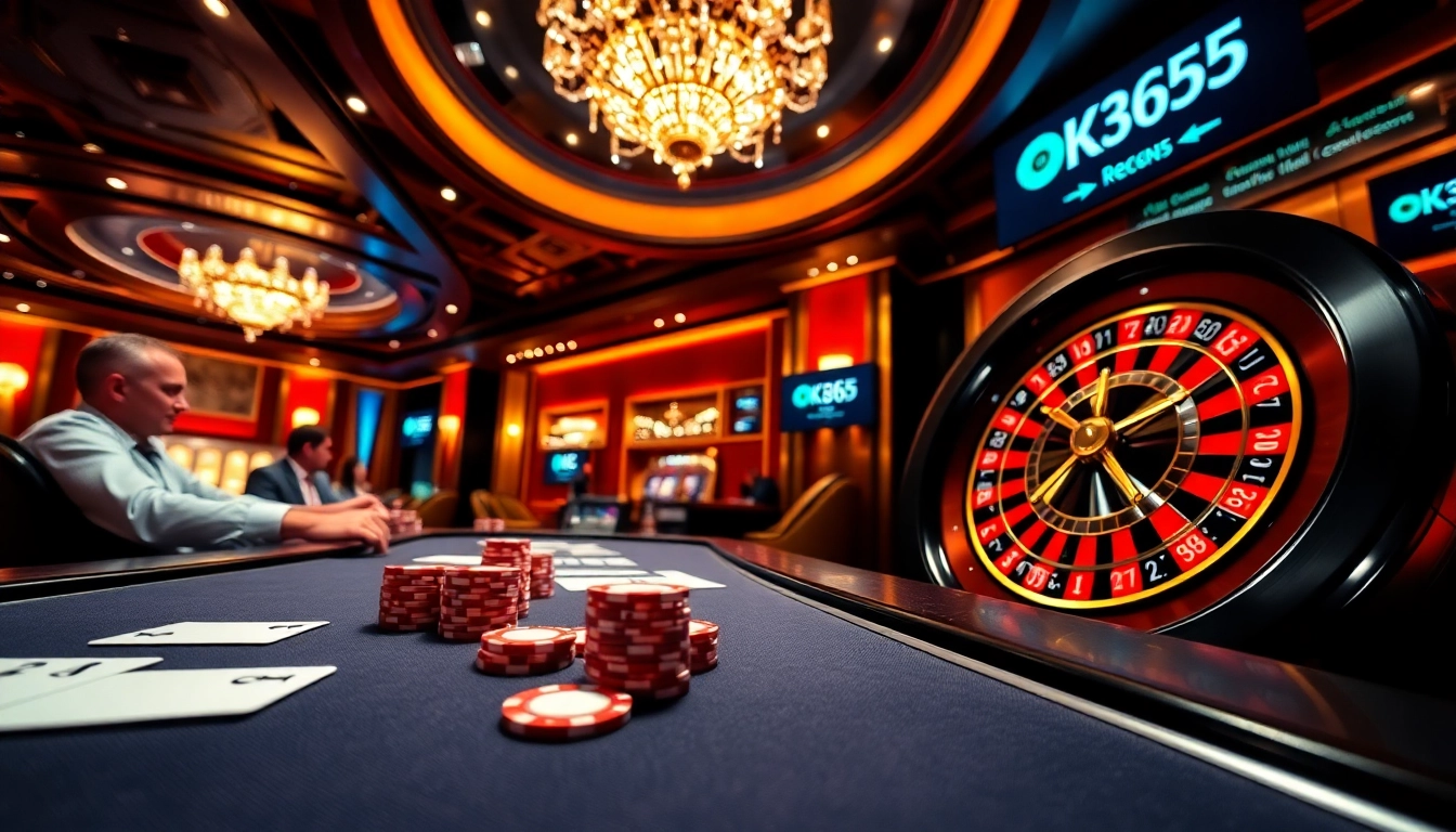 Players enjoying their time at OK365 casino with poker and roulette games in action.
