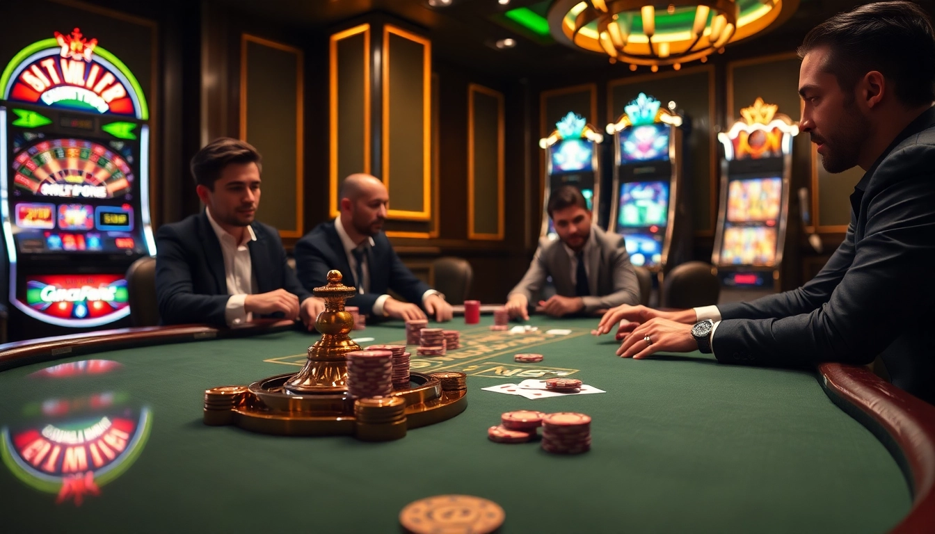 SODO66 casino players enjoying an exciting poker game with vibrant casino elements.