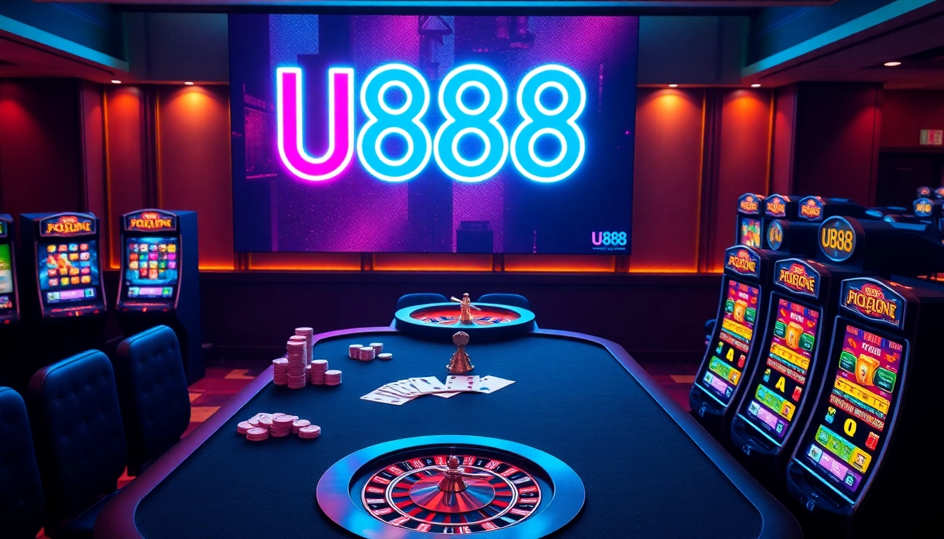 Experience thrilling gaming moments at U888 online casino with vibrant casino tables and slots.