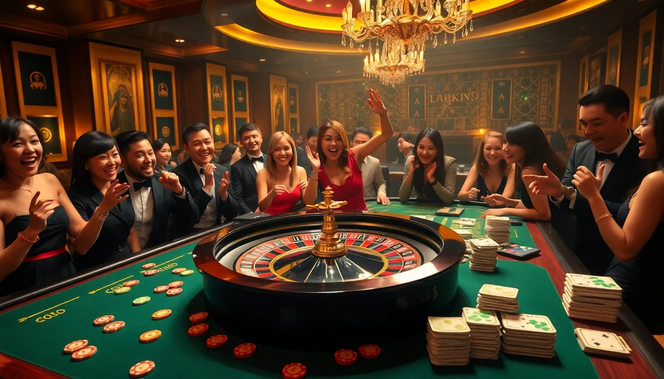 Experience the excitement of a vibrant casino scene showcasing a lucky win moment at the roulette table.