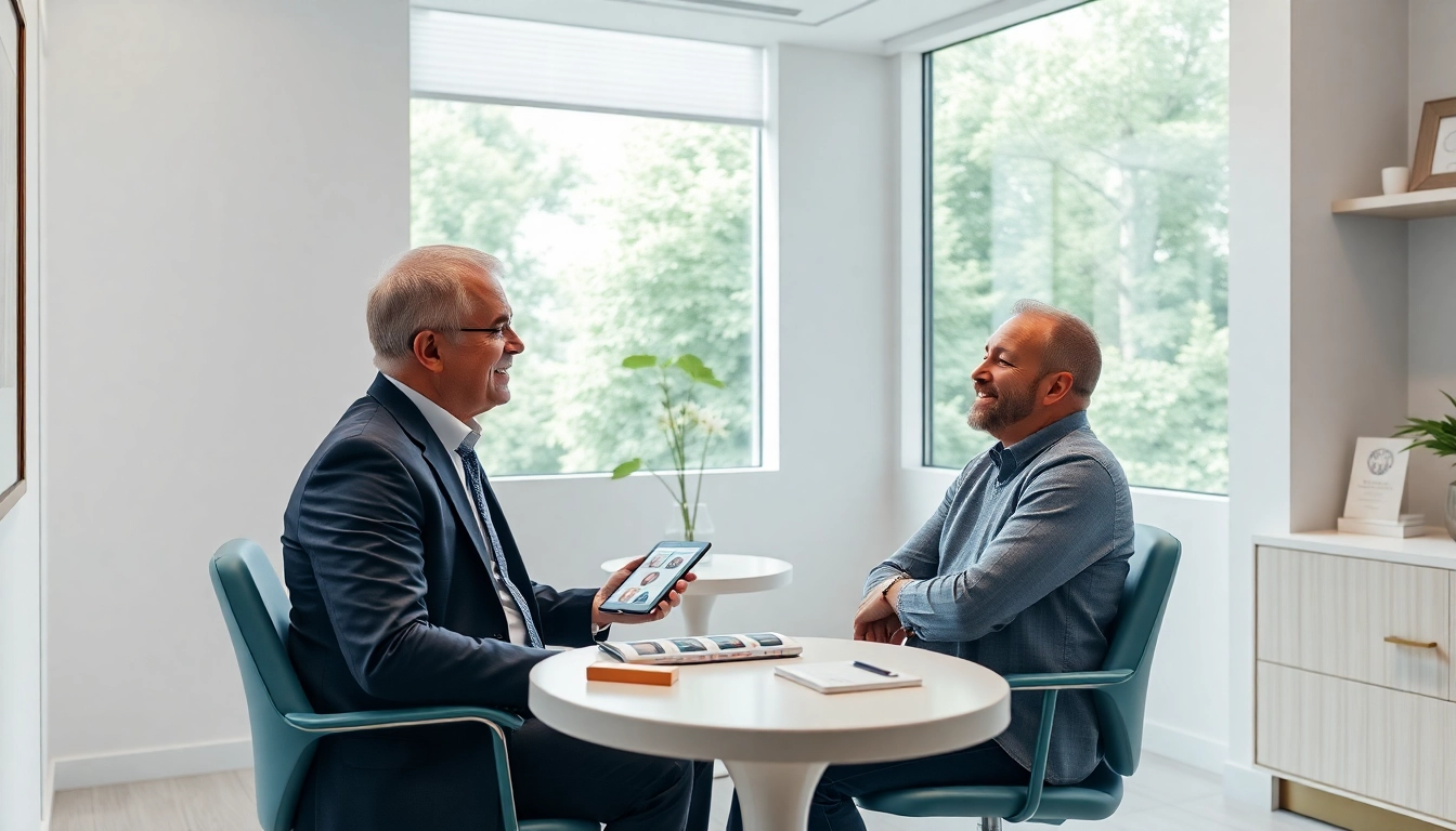 Dr.AGAクリニック 口コミ showcasing a professional consultation scene in a modern hair restoration clinic, highlighting trust and patient care.