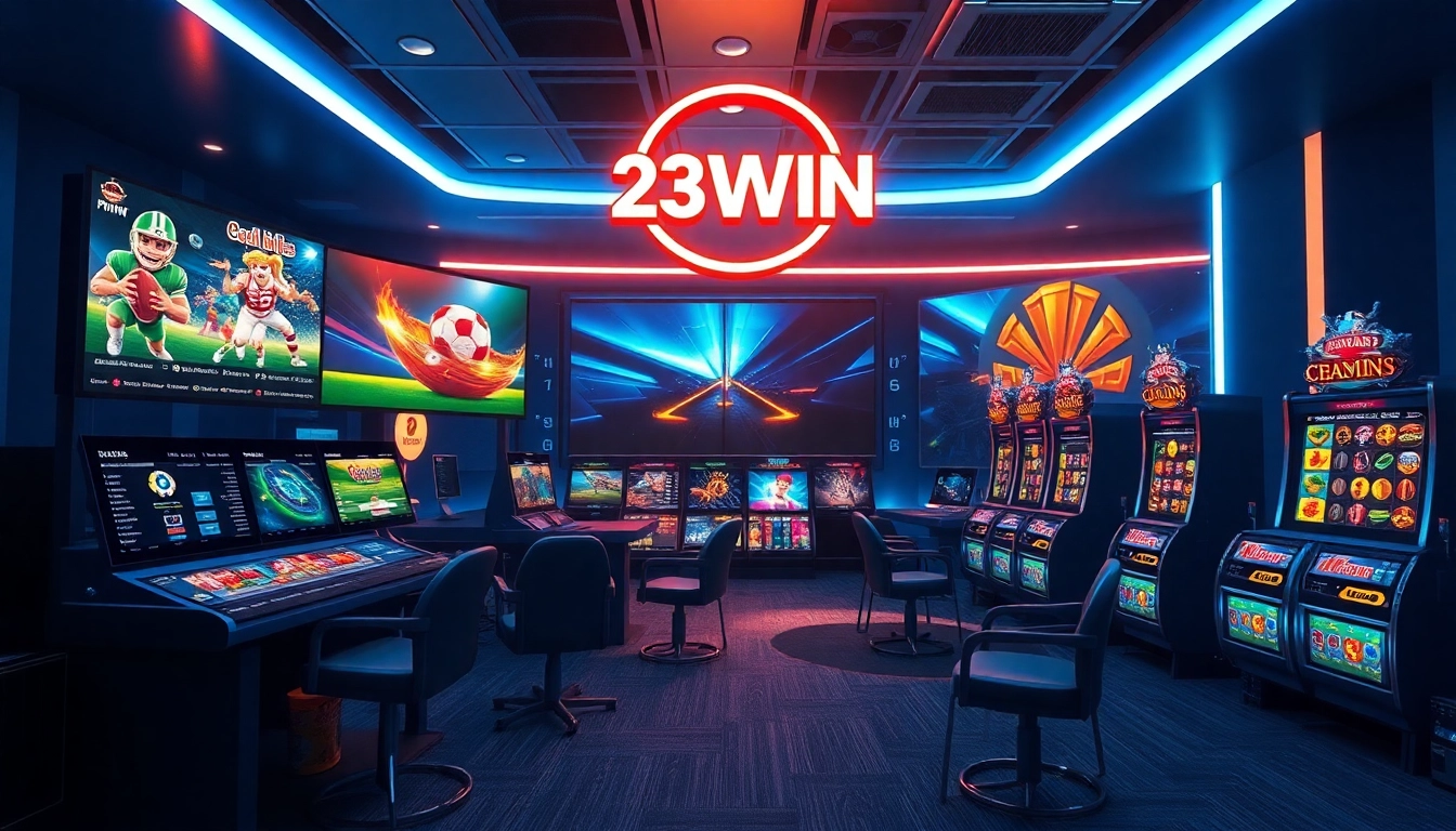 Explore the thrilling online gaming interface of 23WIN, featuring vibrant designs and diverse gaming options.