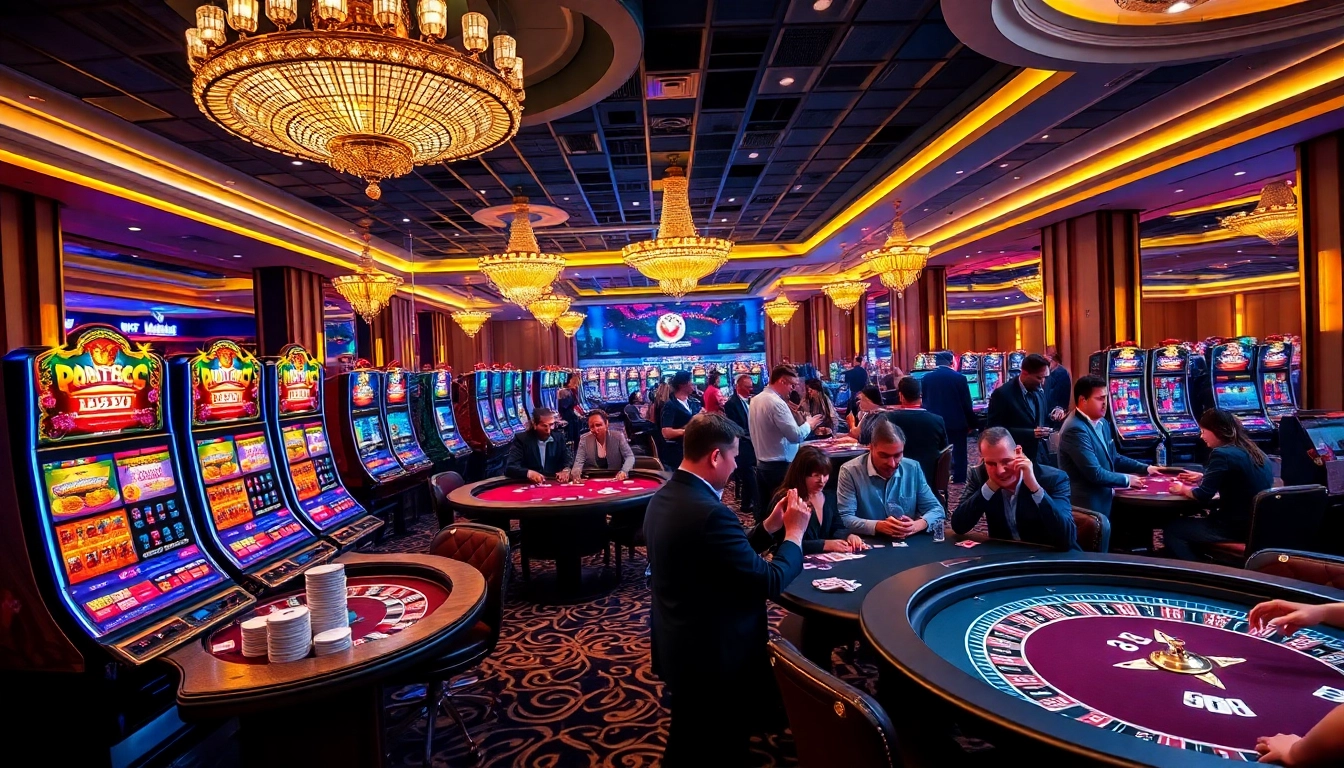 Experience excitement at PS 99 casino tables, with players and vibrant gambling visuals.