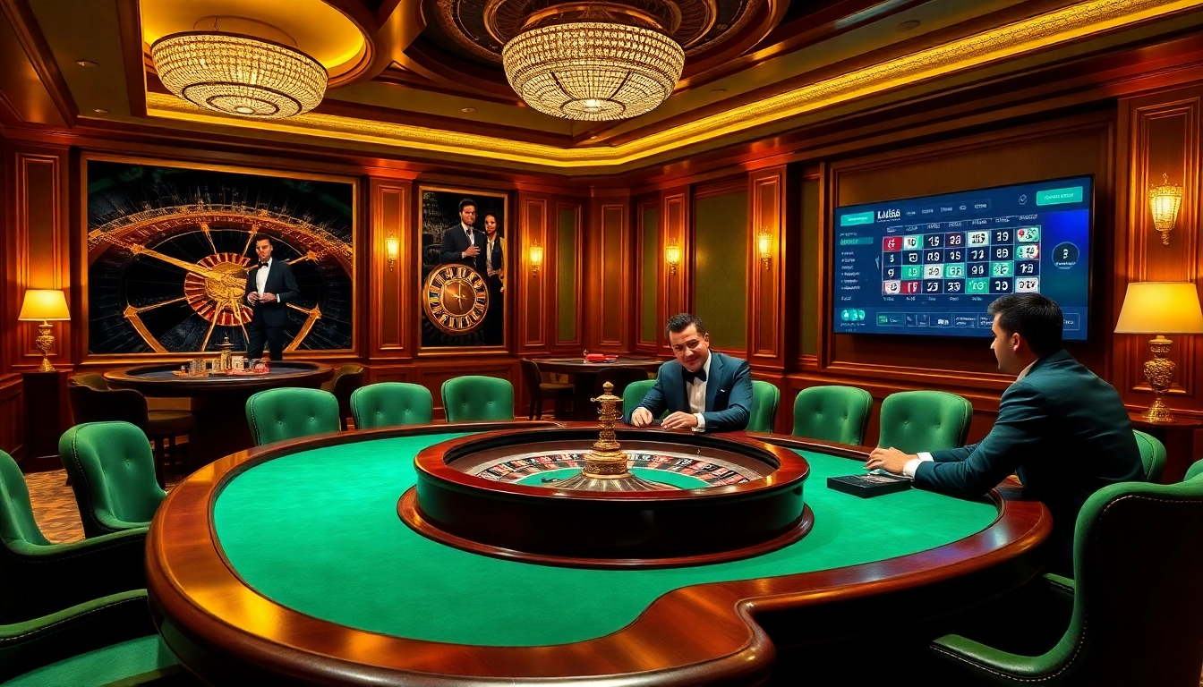 Engaging poker action at https://okking.group/ casino, highlighting professional players and vibrant atmosphere.