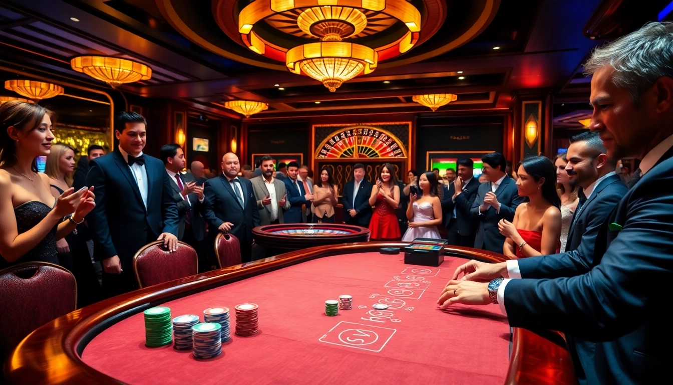 Experienced gamblers placing bets at a luxurious casino table featuring sk88 poker chips.