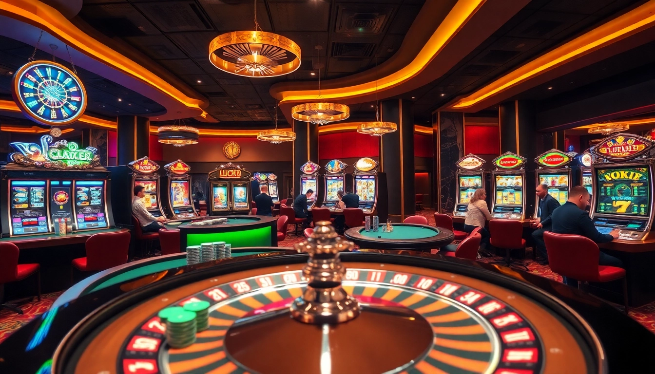 Người chơi thắng lớn tại bàn casino LUCK8, với blackjack, roulette và máy đánh bạc.