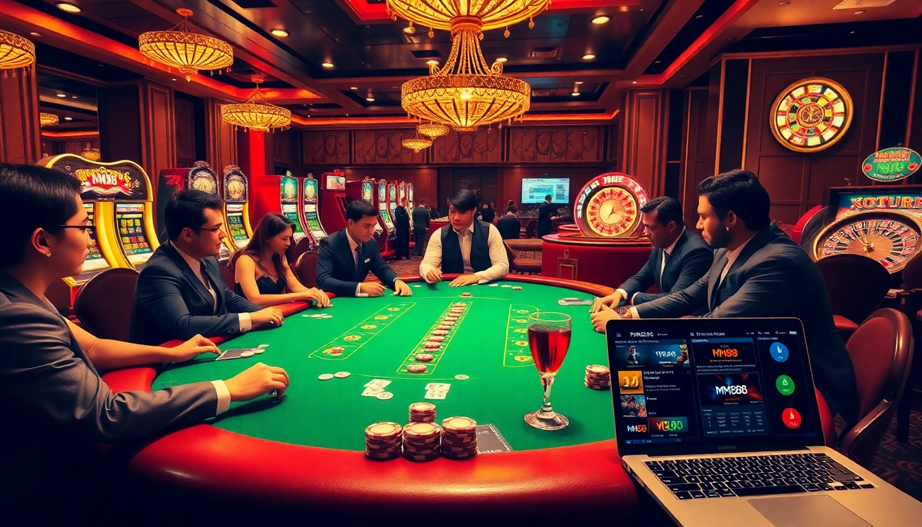 Experience the thrill of gaming at MM88 with vibrant casino tables and elite players.